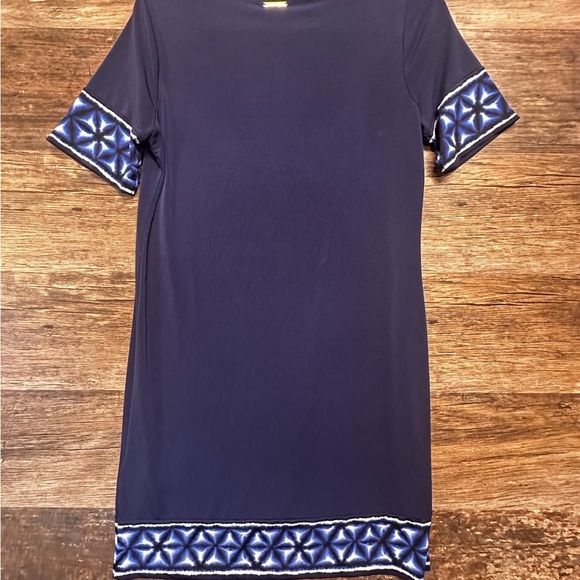 Michael Kors Navy Blue Dress with Geometric Trim - Picture 2 of 8